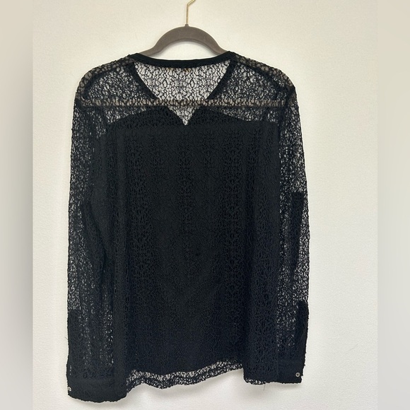 Calvin Klein Black Lace Quarter Zip Up Women’s Shirt Top L Size Large​ - Picture 3 of 6